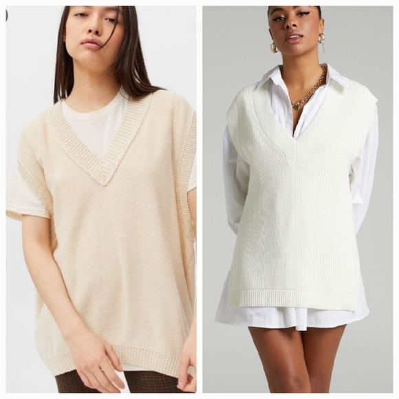 Vintage wool cream oversized Vest size L - Picture 7 of 7